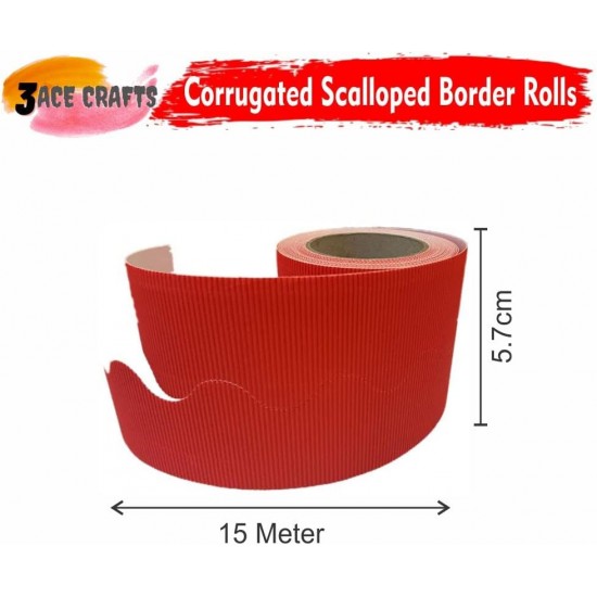 Corrugated Border Rolls - Pack of 4 House (Scarlet, Leaf Green, Ultra Blue, Lemon) – 57mm x 15m