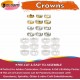 Make-Your-Own Paper Crowns (Set of 24) 6 Gold, 6 Silver and 12 White – 18cm, DIY Craft Kit for Parties & Celebrations