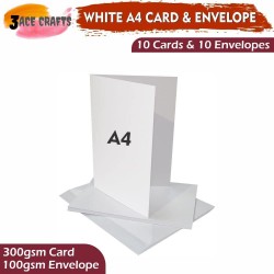 White Blank Cards & Envelopes (Pack of 10) - A4 – Cardmaking Kit for All Occasions