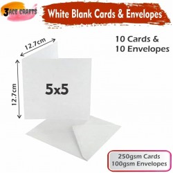 White Blank Cards & Envelopes (Pack of 10) - 5 x 5 Inch – Cardmaking Kit for All Occasions