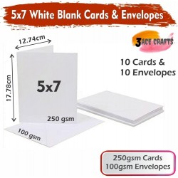 White Blank Cards & Envelopes (Pack of 10) - 5 x 7 Inch – Cardmaking Kit for All Occasions