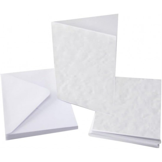 White Blank Cards & Envelopes (Pack of 10) - A6 Hammered – Cardmaking Kit for All Occasions