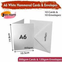 White Blank Cards & Envelopes (Pack of 10) - A6 Hammered – Cardmaking Kit for All Occasions