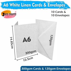 White Blank Cards & Envelopes (Pack of 10) - A6 Linen– Cardmaking Kit for All Occasions