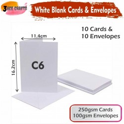 White Blank Cards & Envelopes (Pack of 10) - C6 Cards – Cardmaking Kit for All Occasions