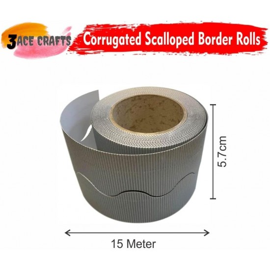 Corrugated Border Rolls - Pack of 4 Monochrome (Black, White, Silver, Grey) – 57mm x 15m