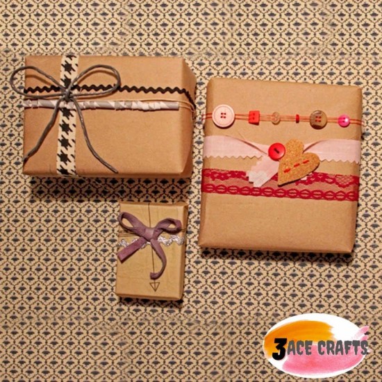 Kraft Paper Rolls (Pack of 3), Brown, 8m x 50cm, – Perfect for Wrapping Gifts, Bouquets, Posters & DIY Crafts
