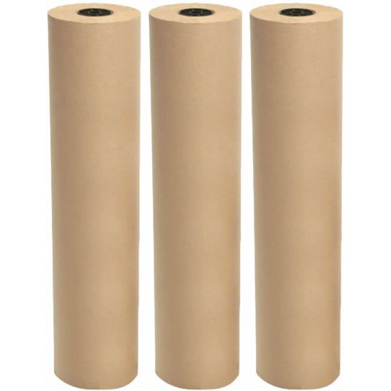 Kraft Paper Rolls (Pack of 3), Brown, 8m x 50cm, – Perfect for Wrapping Gifts, Bouquets, Posters & DIY Crafts