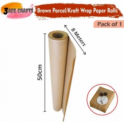 Kraft Paper Rolls (Pack of 1), Brown, 8m x 50cm, – Perfect for Wrapping Gifts, Bouquets, Posters & DIY Crafts
