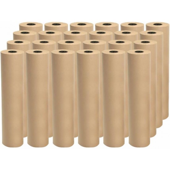 Kraft Paper Rolls (Pack of 24), Brown, 8m x 50cm, – Perfect for Wrapping Gifts, Bouquets, Posters & DIY Crafts