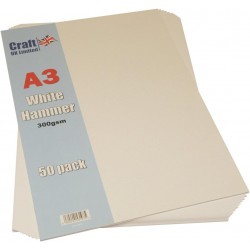 Hammered Card (Pack of 50 Sheets), White, 2012,  A3, 300gsm Ideal For All Types Of Card Making