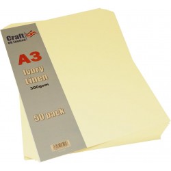 Linen Card (Pack of 50 Sheets), Ivory,  A3, 300gsm Ideal For All Types Of Card Making