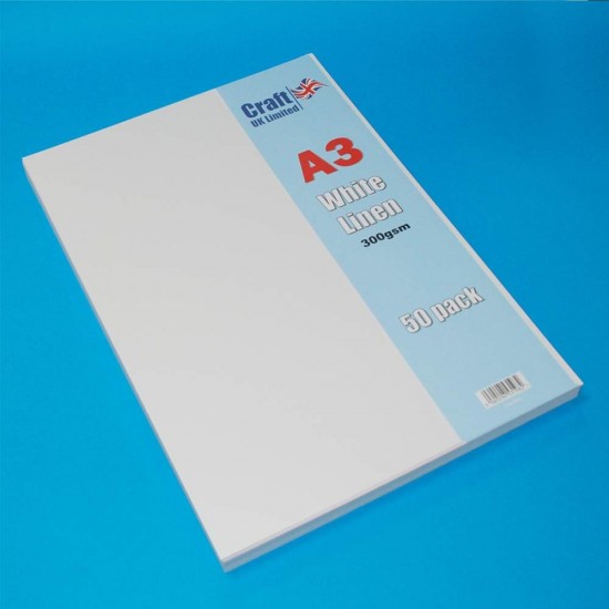 Linen Card (Pack of 50 Sheets), White, 2013, A3, 300gsm Ideal For All Types Of Card Making
