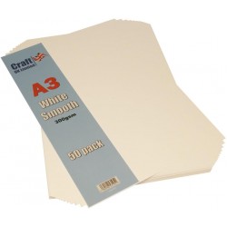 Smooth Card (Pack of 50 Sheets), White, 2010, A3, 300gsm Ideal For All Types Of Card Making
