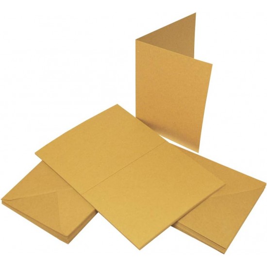Kraft Cards & Envelopes (Pack of 50),Brown, 2049, C6, Ideal For All Types Of Card Making