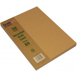 Kraft Recycled Card (Pack of 50),Brown, 2042, A4,  Ideal For All Types Of Card Making