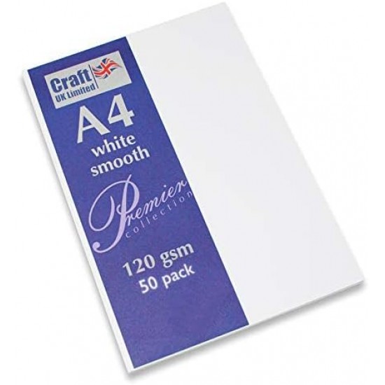 Paper Sheets (Pack Of 50), A4,120 gsm, White Smooth Paper , 2390, Ideal for drawing, painting, calligraphy