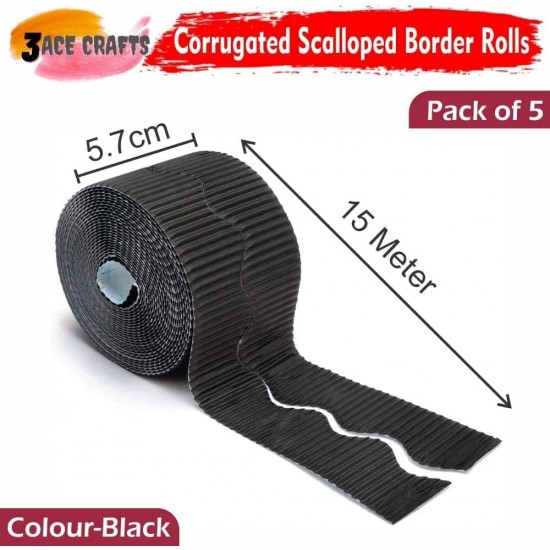 Corrugated Border Rolls - Pack of 5 (Black) – 57mm x 15m