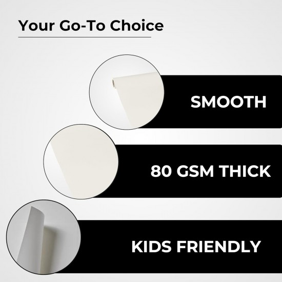 Display Paper Roll ( Soft White) – 76cm x 10m, Great for Classrooms, Gift Wrap & Creative Projects