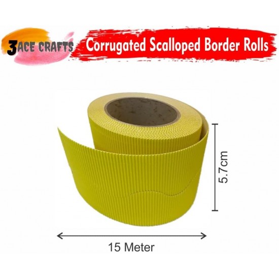 Corrugated Border Rolls - Pack of 5 Cool (Yellow, Blue, White, Green, Pink) – 57mm x 15m