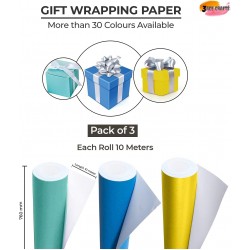 Poster Paper Roll (Pack of 3) – Papermint, Azure & Buttercup, 10m x 76cm, Ideal for Art, Gift Wrap & Decor