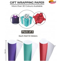 Poster Paper Roll (Pack of 3) – Purple, Peppermint & Candy Pink, 10m x 76cm, Ideal for Art, Gift Wrap & Decor