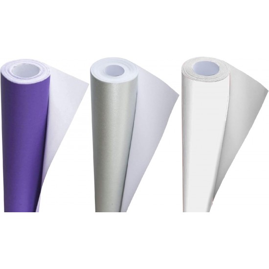Poster Paper Roll (Pack of 3) – Purple, Silver & White, 10m x 76cm, Ideal for Art, Gift Wrap & Decor