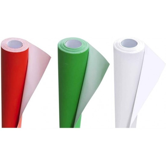 Poster Paper Roll (Pack of 3) – Red, Green and White, 10m x 76cm, Ideal for Art, Gift Wrap & Decor