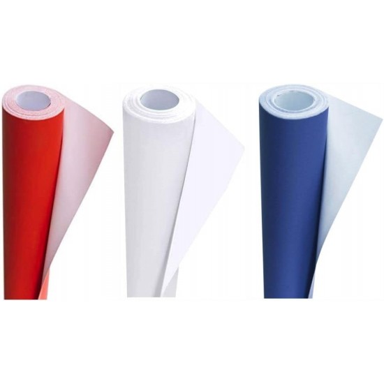 Poster Paper Roll (Pack of 3) – Red, White and Blue, 10m x 76cm, Ideal for Art, Gift Wrap & Decor