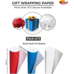 Poster Paper Roll (Pack of 3) – Red, White and Blue, 10m x 76cm, Ideal for Art, Gift Wrap & Decor