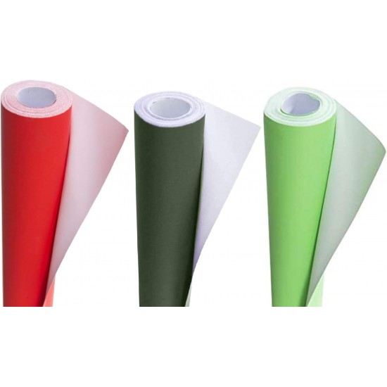 Poster Paper Roll (Pack of 3) –Scarlet, Pale Green & Emerald, 10m x 76cm, Ideal for Art, Gift Wrap & Decor