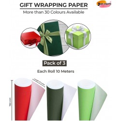 Poster Paper Roll (Pack of 3) –Scarlet, Pale Green & Emerald, 10m x 76cm, Ideal for Art, Gift Wrap & Decor