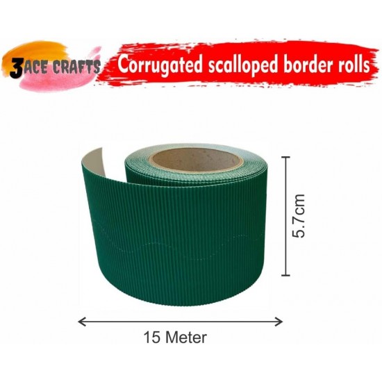 Corrugated Border Rolls - Pack of 5 Woodland (Chocolate Brown, Orange, Emerald Green, Black, Gold) – 57mm x 15m