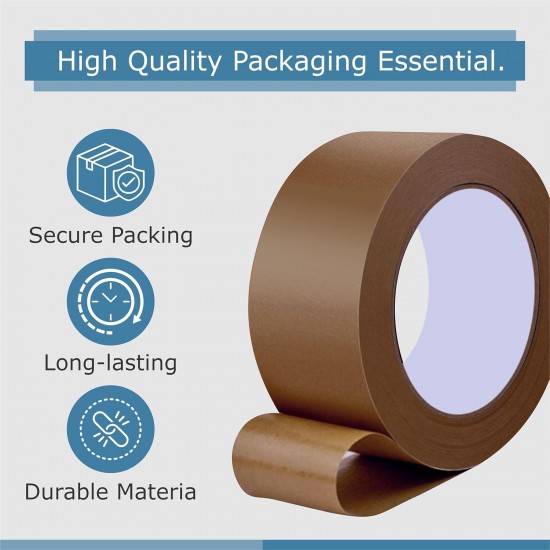 Brown Packing Tape - Pack of 18 | Low Noise, Water Resistant, Strong Adhesive | 48mm x 66m	