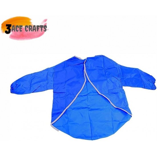 Kids Art Apron (Blue) –70 cm, Waterproof with Half Sleeves & Elastic Cuffs for Painting & Cooking