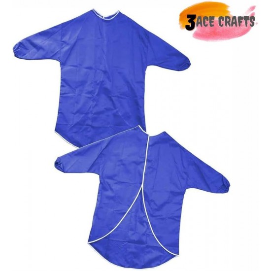 Kids Art Apron (Blue) –70 cm, Waterproof with Half Sleeves & Elastic Cuffs for Painting & Cooking