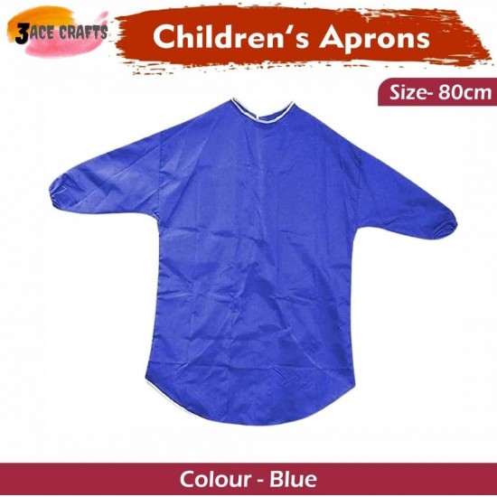 Kids Art Apron (Blue) –80 cm, Waterproof with Half Sleeves & Elastic Cuffs for Painting & Cooking