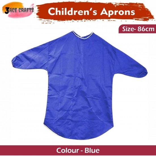 Kids Art Apron (Blue) –86 cm, Waterproof with Half Sleeves & Elastic Cuffs for Painting & Cooking