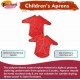 Kids Art Apron (Red) – 65 cm, Waterproof with Half Sleeves & Elastic Cuffs for Painting & Cooking