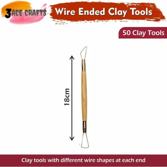 Wire-Ended Clay Tools (Pack of 50)– Double-Ended Sculpting Cutters for Pottery & Craft