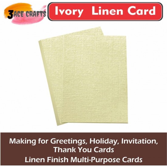 Blank Cards (Pack of 20), A3, 300gsm, Ivory Linen Ideal for Card Making, Wedding Invitations, Drawing & Crafting