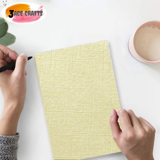 Blank Cards (Pack of 20), A3, 300gsm, Ivory Linen Ideal for Card Making, Wedding Invitations, Drawing & Crafting