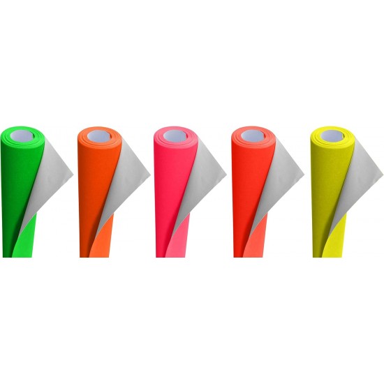 Neon Poster Paper Rolls (Pack of 5) – 76cm x 10m, Fluorescent Sheets for Wrapping, Art, Party & Décor