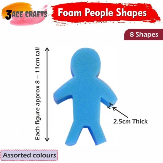  Foam People Sponges (Pack of 8) – Washable, Reusable for Kids’ Art & School Projects