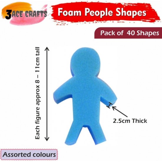 Foam People Sponges (Pack of 40) – Washable, Reusable for Kids’ Art & School Projects
