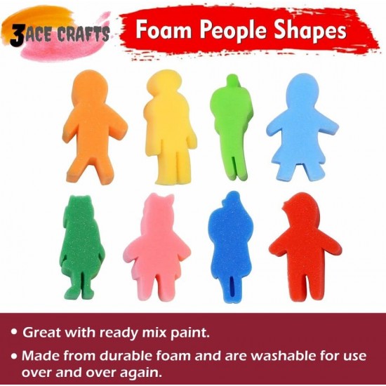 Foam People Sponges (Pack of 40) – Washable, Reusable for Kids’ Art & School Projects