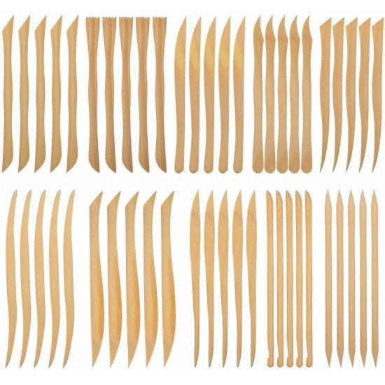 Wooden Clay Knives (Pack of 50)– Double-Ended Tools for Shaping, Carving, and Pottery Work
