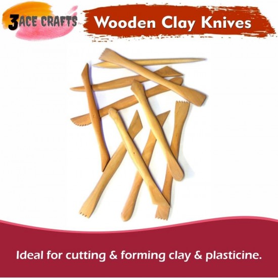 Wooden Clay Knives (Pack of 50)– Double-Ended Tools for Shaping, Carving, and Pottery Work