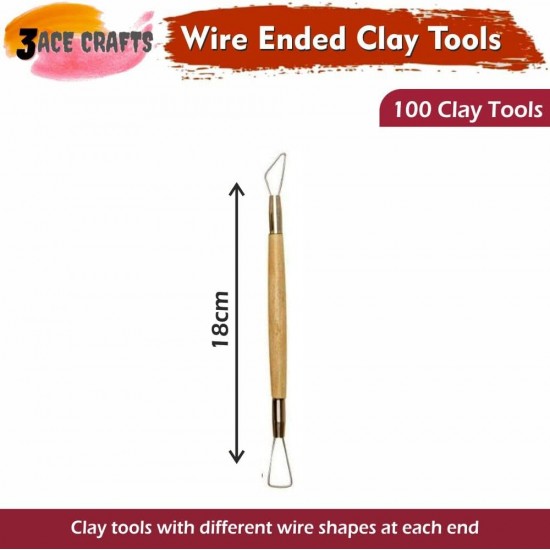 Wire-Ended Clay Tools (Pack of 100)– Double-Ended Sculpting Cutters for Pottery & Craft