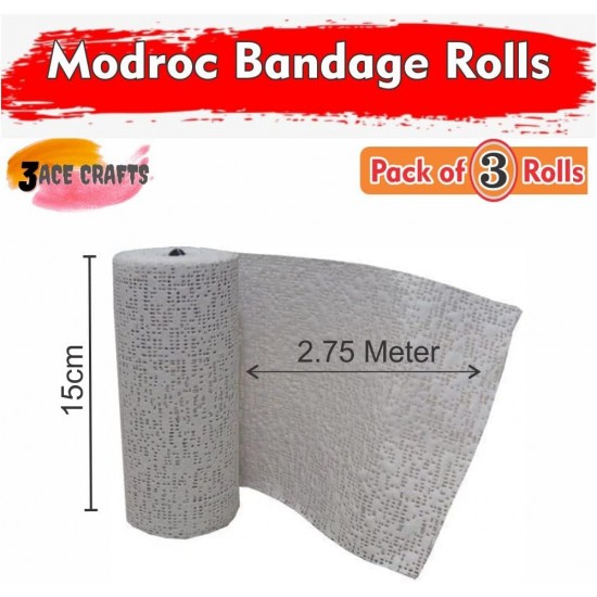 Modroc Plaster Bandage Rolls – (Pack of 3 ), 15cm X 2.75m, Ideal for Moulding, Casting & Papier Mache